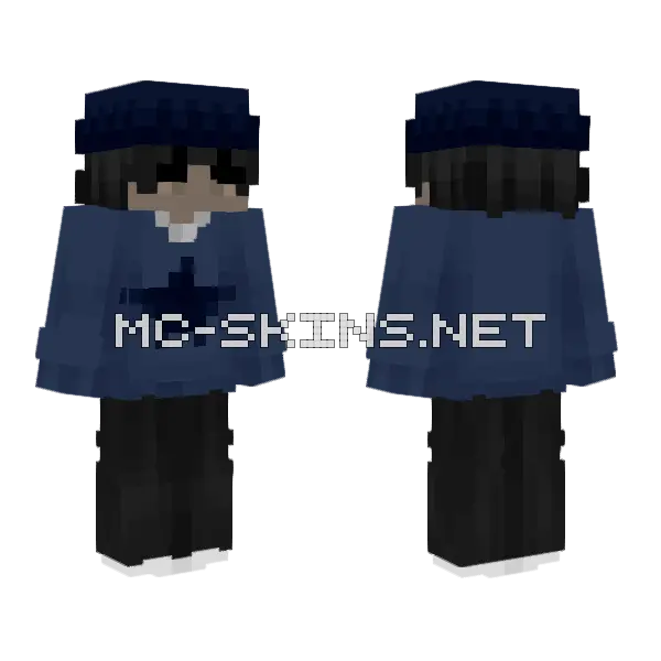 Dark Blue Star Uniform Minecraft skin, front and back