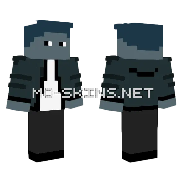 Dark Blue Suit Man Minecraft skin, front and back