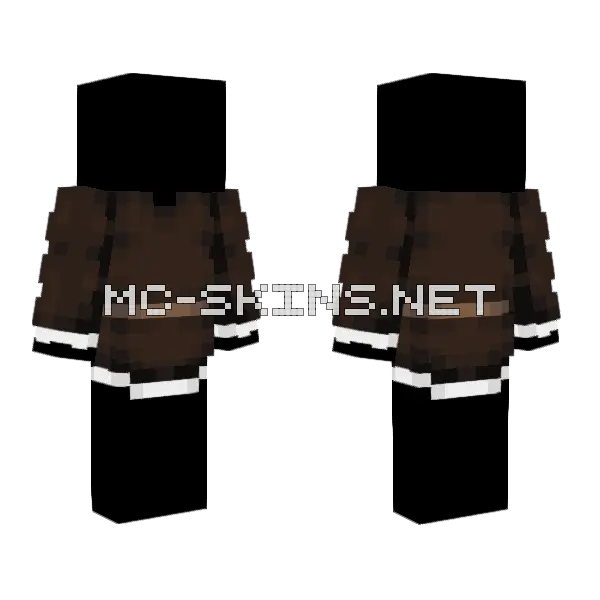 Dark Brown Tunic V2 Minecraft skin, front and back