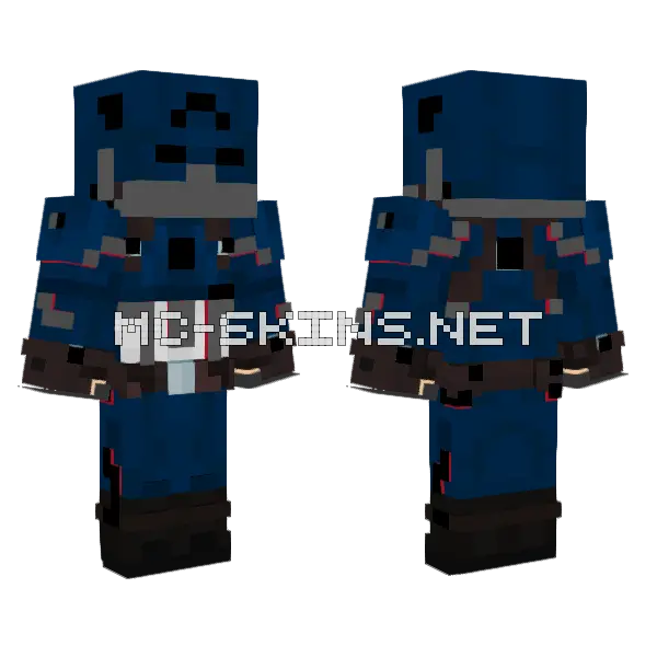 Dark Captain America Minecraft skin, front and back