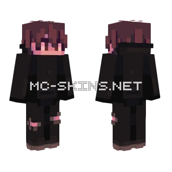 Dark Cat Girl Minecraft skin, front and back