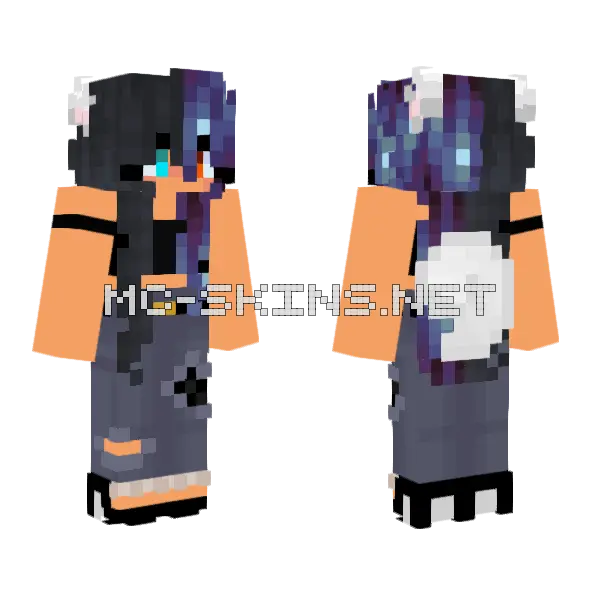 Dark Cat Girl Minecraft skin, front and back