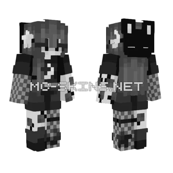 Dark Cat Hoodie Minecraft skin, front and back