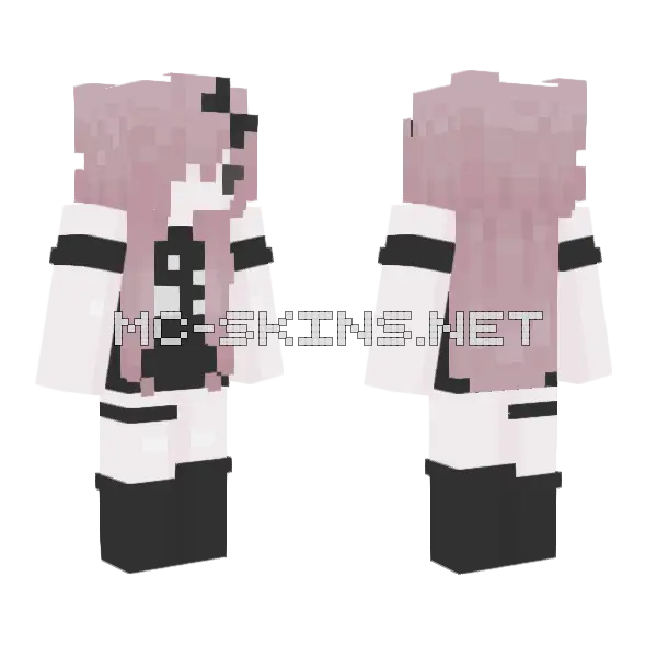 Dark Coquette Jirai Vkei Girl Minecraft skin, front and back
