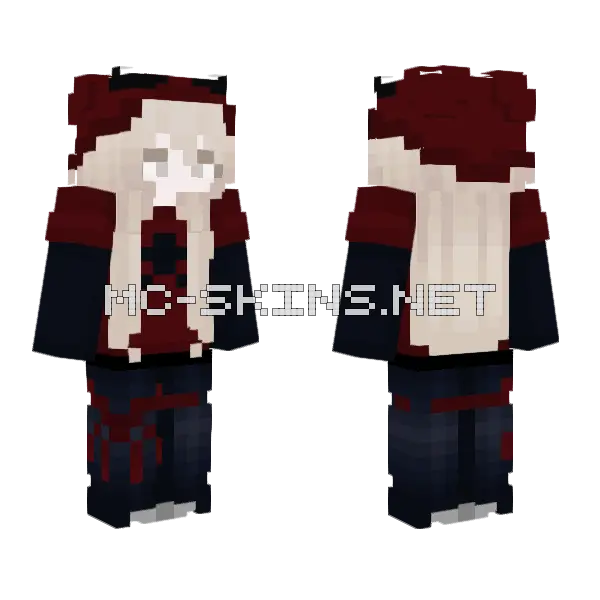Dark Crimson Outfit, front and back