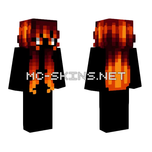 Dark Fire Neon Glow Minecraft skin, front and back