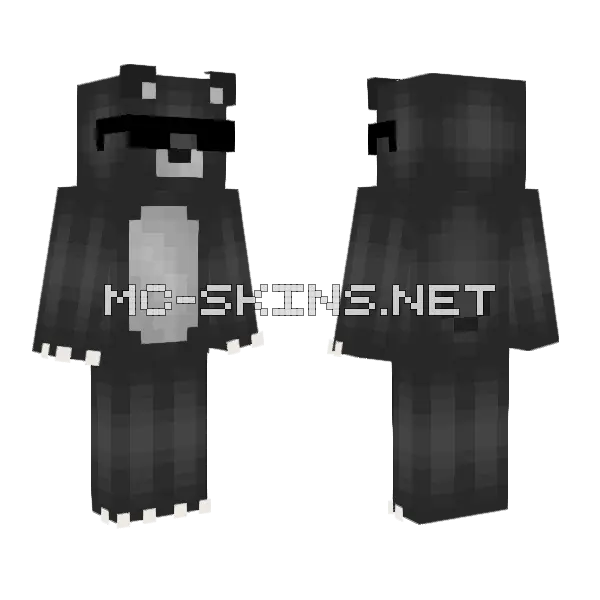 Dark Grey Bear Minecraft skin, front and back