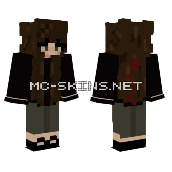 Dark Haired Devil Girl Minecraft skin, front and back