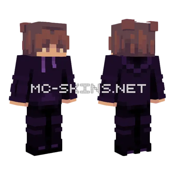 Dark Hoodie Boy Minecraft skin, front and back