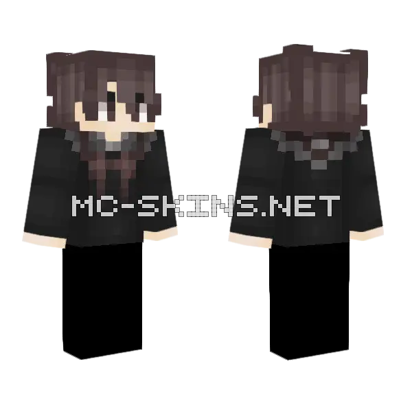 Dark Hoodie Boy Minecraft skin, front and back