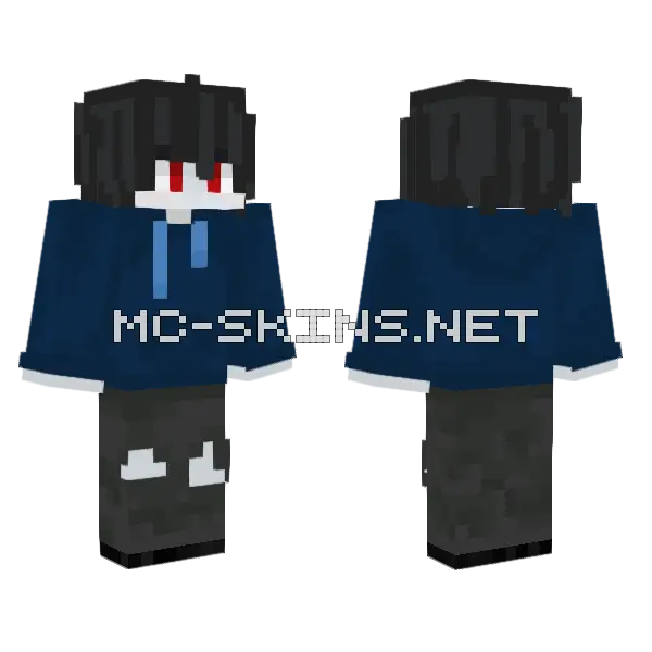 Dark Hoodie Boy, front and back