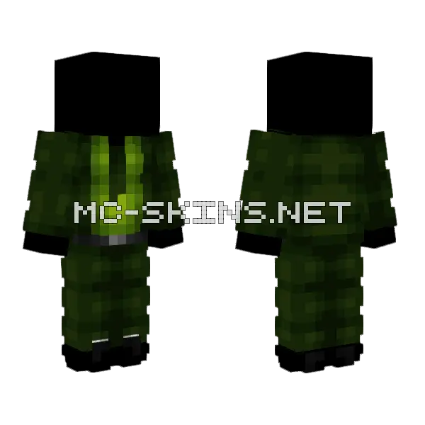 Dark Kelp Green Suit Tie Minecraft skin, front and back