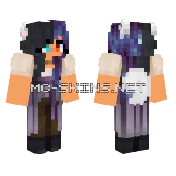 Dark Mage Girl Minecraft skin, front and back
