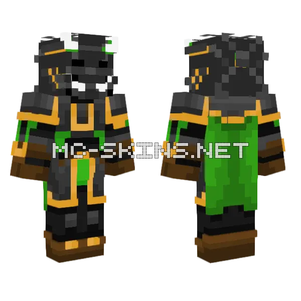 Dark Oni Verde Minecraft skin, front and back