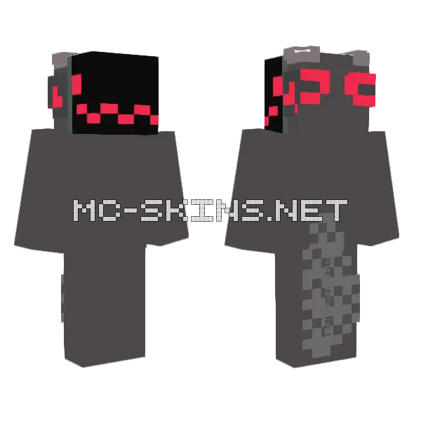 Dark Protogen KP Minecraft skin, front and back