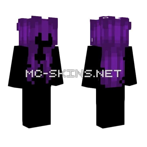 Dark Purple Hair Base Power Girl 89 Minecraft skin, front and back