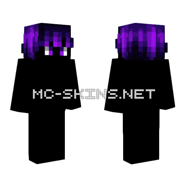 Dark Purple Neon Glow Fade Minecraft skin, front and back
