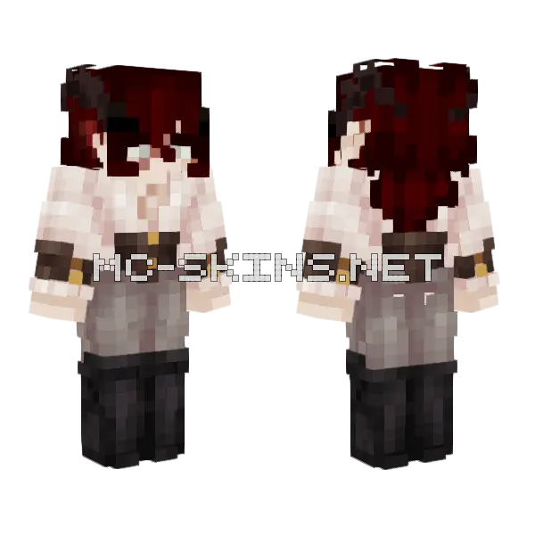 Dark Red Bat Girl Minecraft skin, front and back