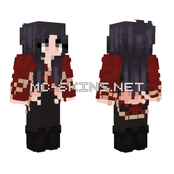 Dark Red Girl Minecraft skin, front and back