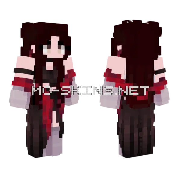 Dark Red Hair Girl Minecraft skin, front and back