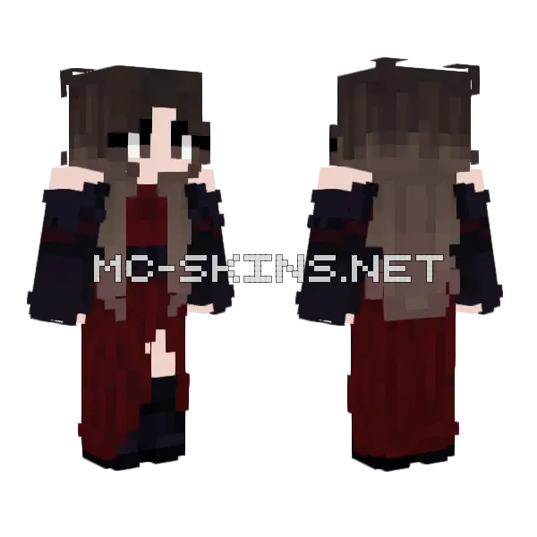 Dark Red Outfit Girl Minecraft skin, front and back