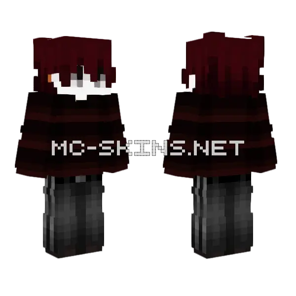 Dark Red Striped Hoodie, front and back