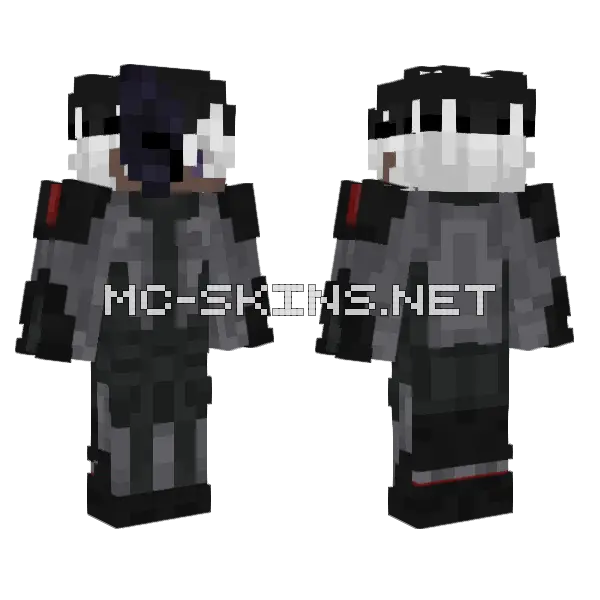 Dark Robot Warrior Minecraft skin, front and back