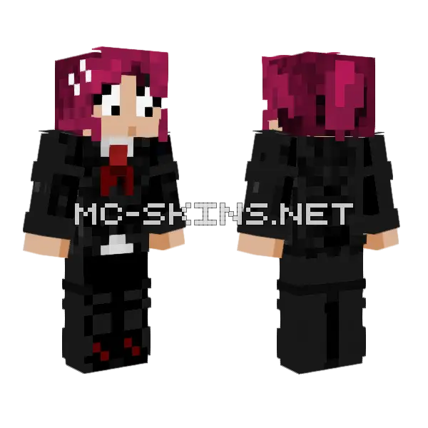 Dark Suit With Red Accents, front and back