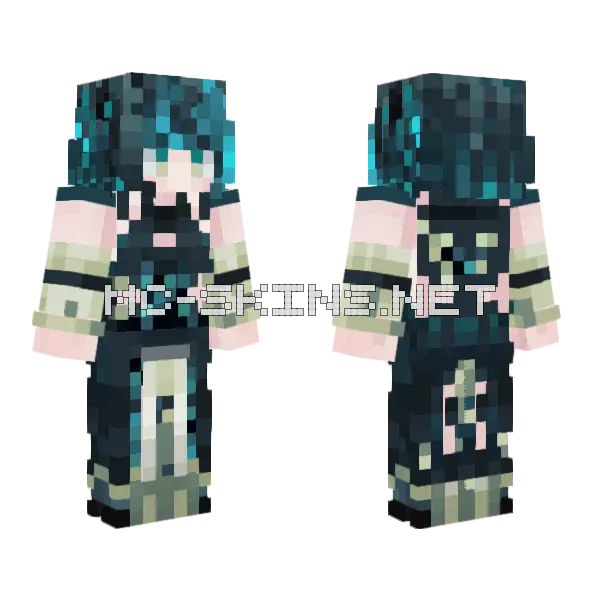 Dark Teal Hooded Figure, front and back