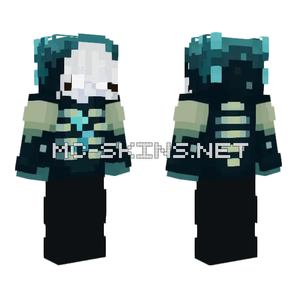 Dark Teal Hooded Figure, front and back