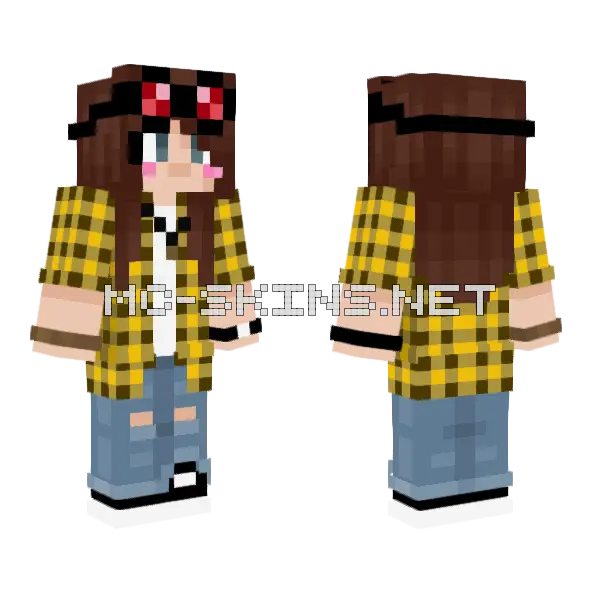 Dark Yellow Flannel Minecraft skin, front and back