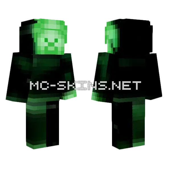 Darkness Green Steve Minecraft skin, front and back
