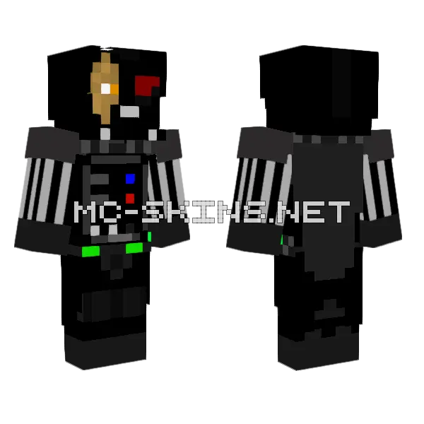 Darth Vader Damaged Helmet Minecraft skin, front and back