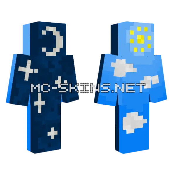 Day And Night Minecraft skin, front and back