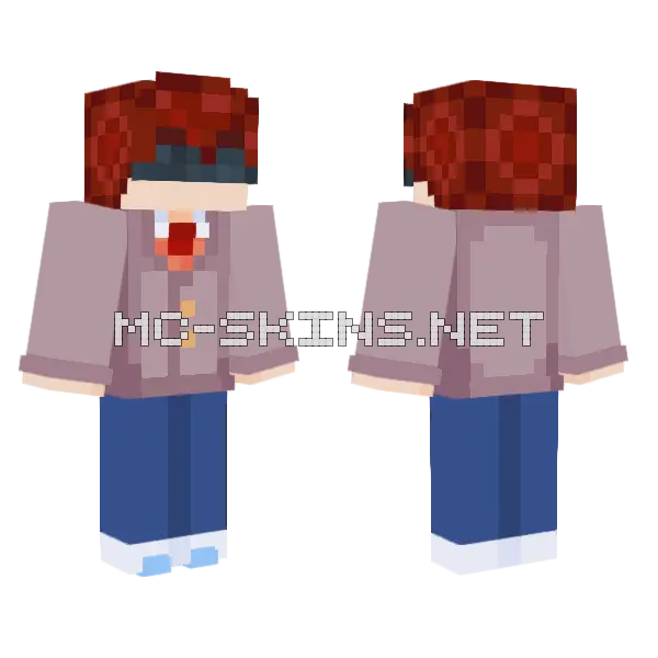 DDLC Male Blindfolded Minecraft skin, front and back