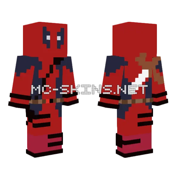 Deadpool With Sword Minecraft skin, front and back