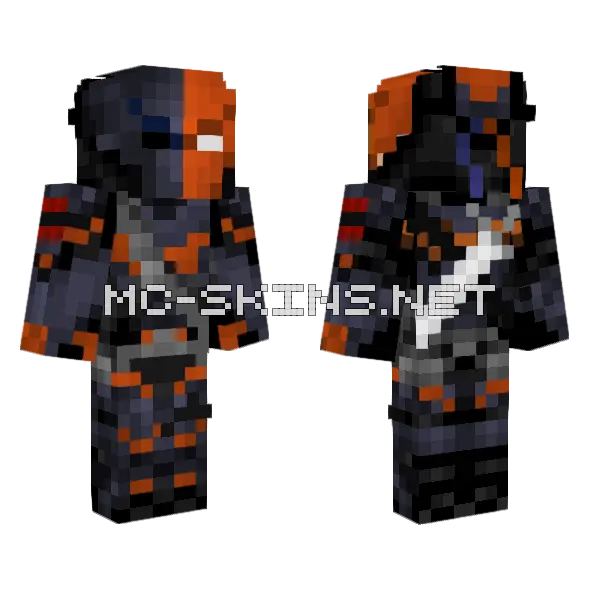 Deathstroke Outfit Minecraft skin, front and back