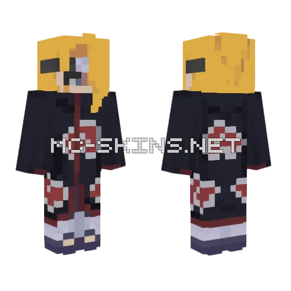 Deidara Naruto Minecraft skin, front and back