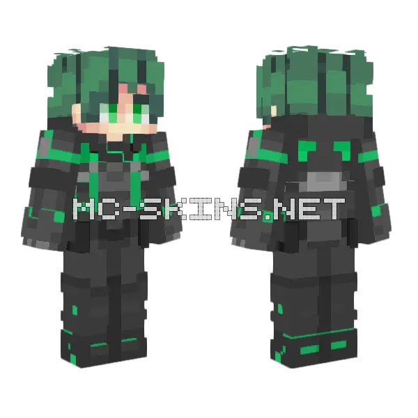 Deku Green Outfit Minecraft skin, front and back