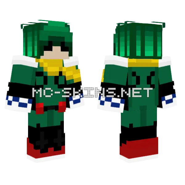 Deku Green Outfit Minecraft skin, front and back