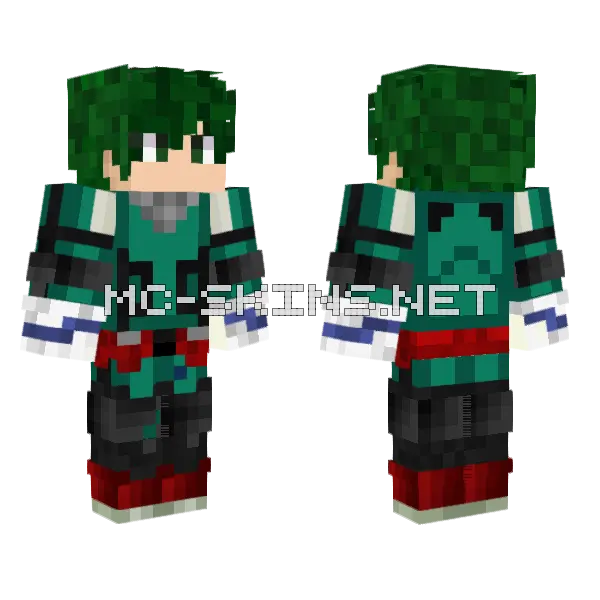 Deku Izuku Midoriya Minecraft skin, front and back