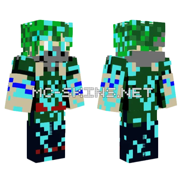 Deku OFA Bakugou Minecraft skin, front and back