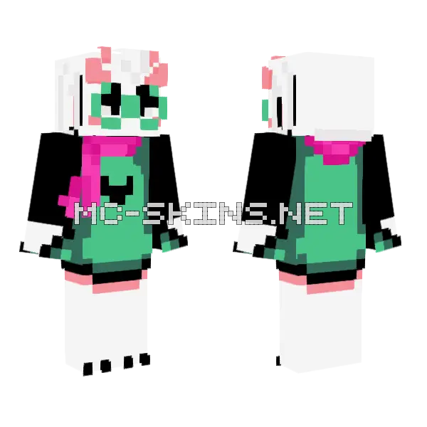 Deltarune Ralsei Minecraft skin, front and back