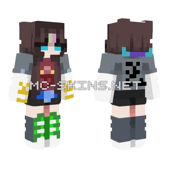 Demon E-Girl Teen Minecraft skin, front and back