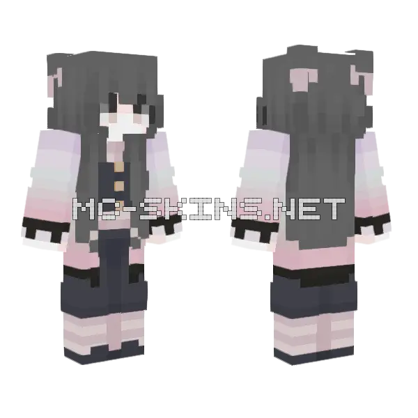 Demon Slayer 1 Minecraft skin, front and back
