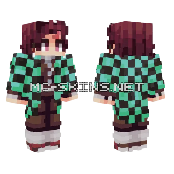Demon Slayer Minecraft skin, front and back