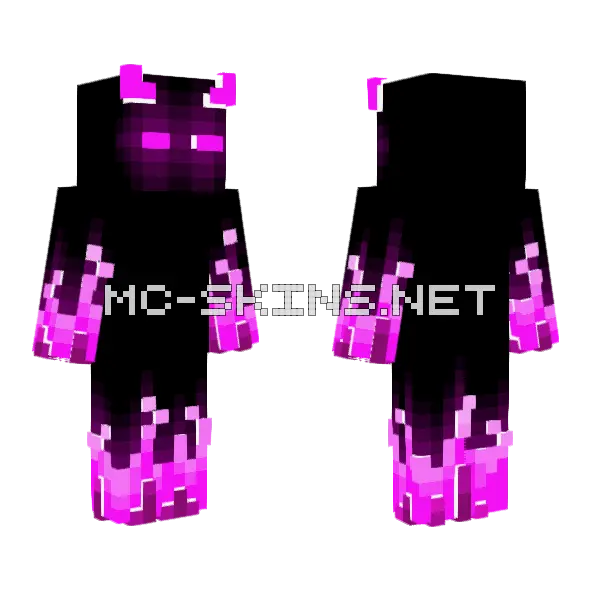 Demon With Pink Flames Minecraft skin, front and back