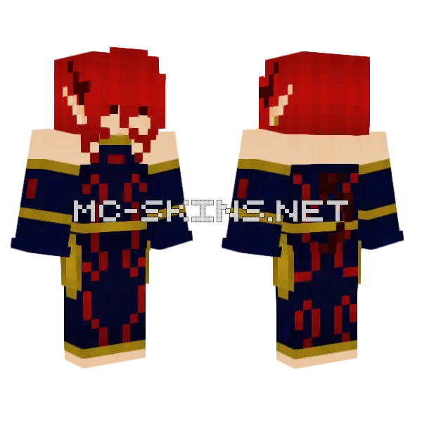 Demonic Red Haired Girl Minecraft skin, front and back
