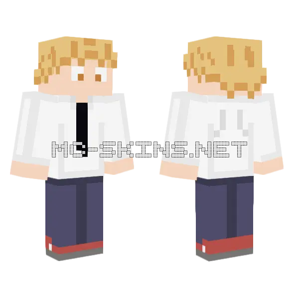 Denji Straw Hat Minecraft skin, front and back