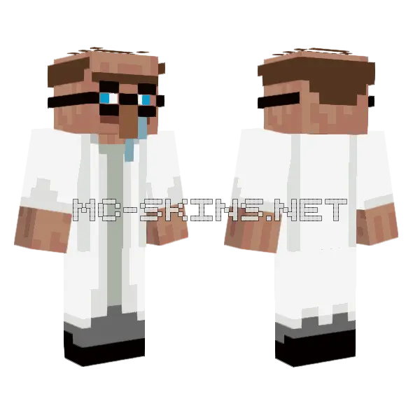 Derp Scientist Minecraft skin, front and back